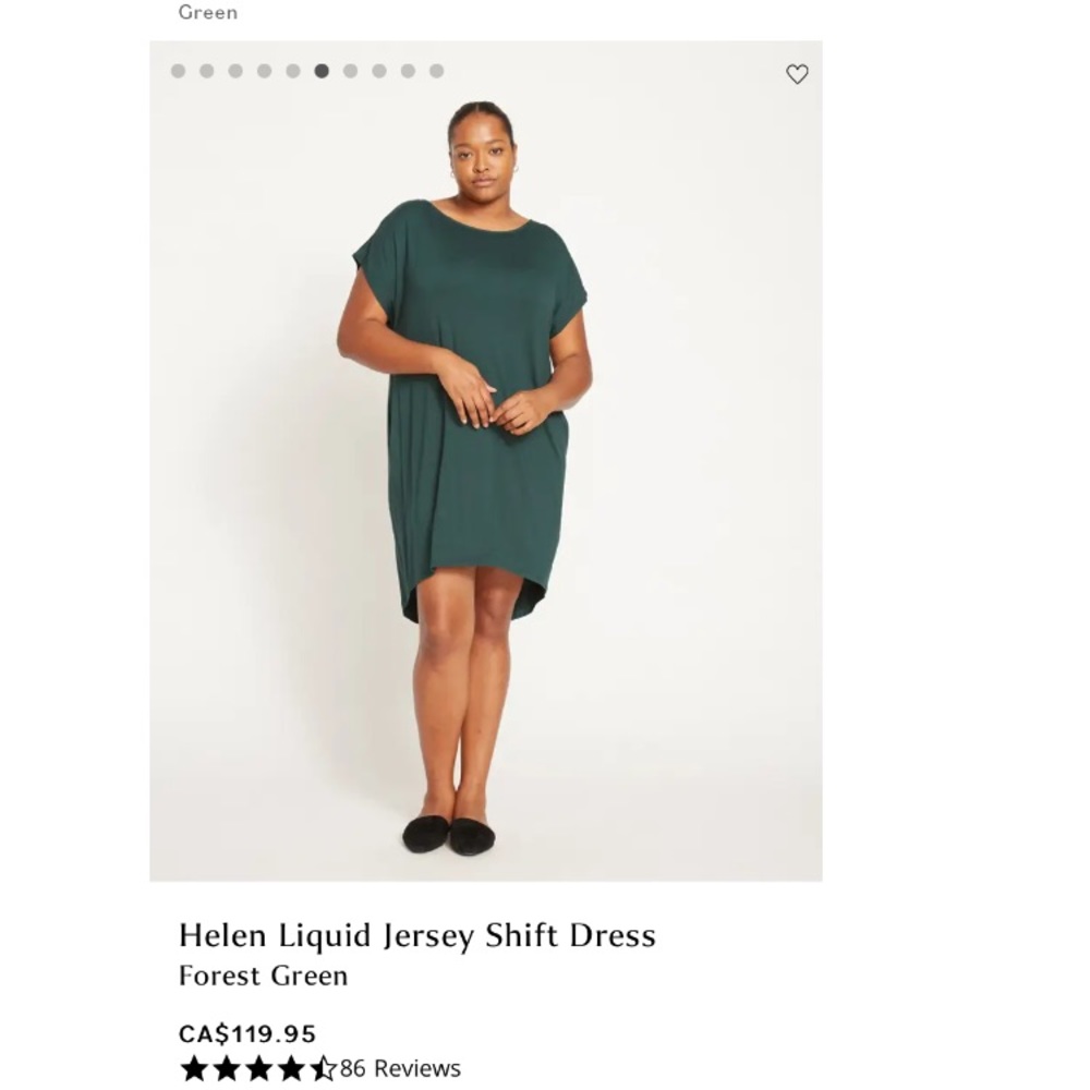 XS (size 10-12) Universal Standard Liquid Jersey Helen Dress, Forest Green